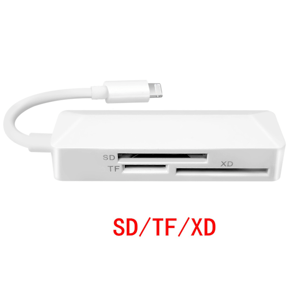 Mini Minne Kortleser 3 i 1 Kortleser Ios8Pin Kortleser TFSD XD 3 i 1 Kortleser for Bærbar PC Telefonnettbrett