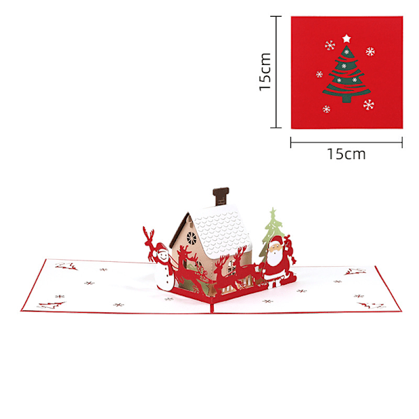 Jul tredimensjonale gratulasjonskort Jul hytte lys