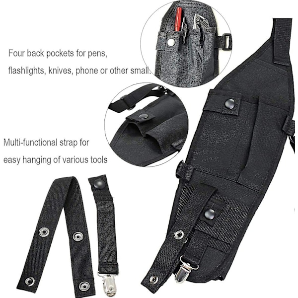 Radioholster, brystsele, radiobrystsele, bærbar radiosele, dobbel radioakselsele holsterbryststøtte for Politi Brannmann To