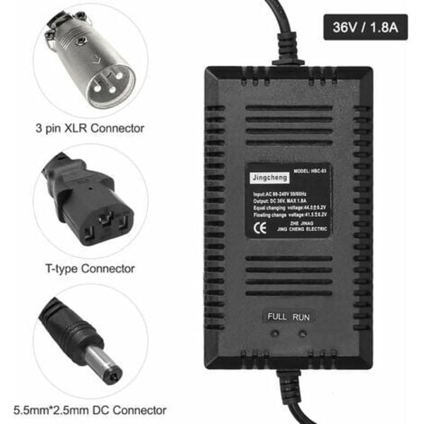 Smart oplader til elcykel og scooter, 36V XLR-hoved (type A-stik)