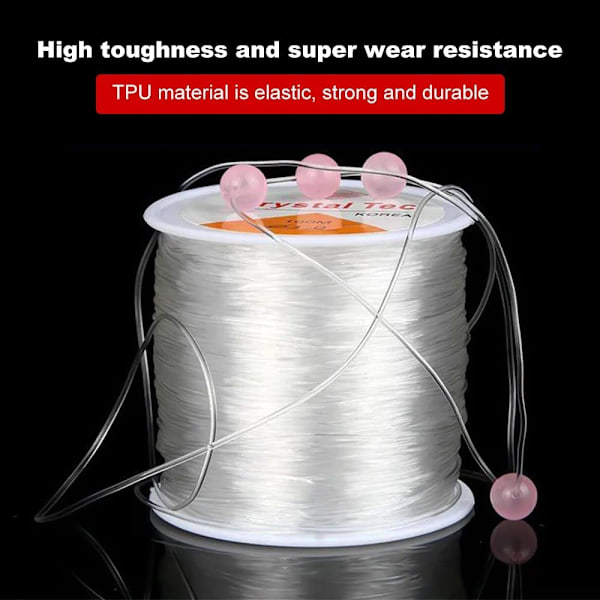 Elastisk Perletråd 100M Elastisk Armbåndstråd 0,8 mm Transparent Elastisk Stræktråd til Armbåndsfremstilling Smykker Perlekæde Håndværk