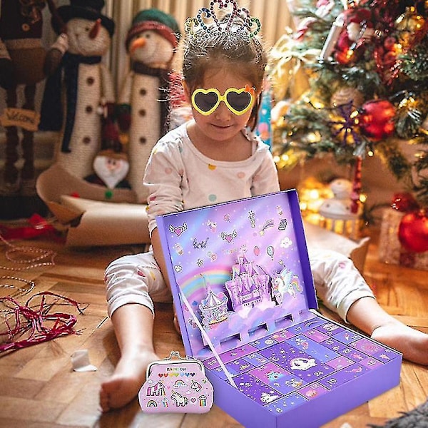 Jul Adventskalender Presentask 24st Prinsessa Smycken Tillbehör Kit Flickor Lekhus Låtsasleksaker Flickor Julklappar