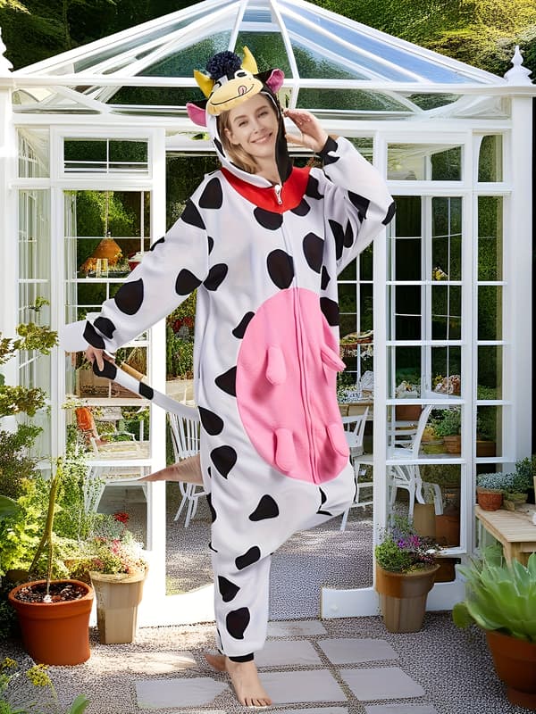 Voksen Onesie Kostume til Halloween og Jul, Fleece Romper til Mænd og Kvinder White M