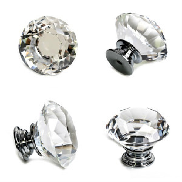 10 stk krystallknapper skuffeknapper 30 mm for kommode, kjøkken