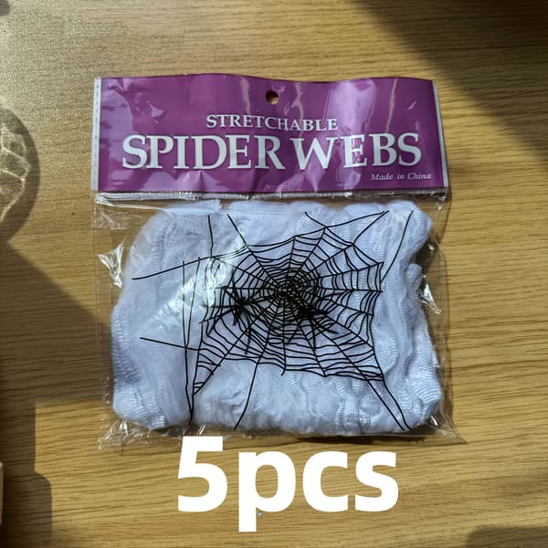 Elastisk edderkoppespind Halloween-dekorationssæt med falske edderkopper til hjemsøgt hus og hjem 5pcs