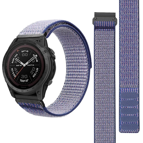 Til Garmin Tactix 7 Pro/Fenix 7X/Fenix 6X Pro 26mm Nylon urrem håndledsrem erstatning Lys lilla, Purp Light purple, Light Purple Style F Other Smartwatch Model