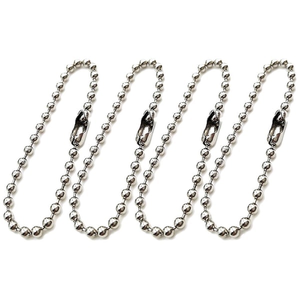 100 stk Lange Perlekobling Spænde Kuglekæde Nøglering Tag Nøgleringe Justerbar Antik Kæde i Antik Metal Perlestål (Sølv/2,4x150 mm) (Sølv)