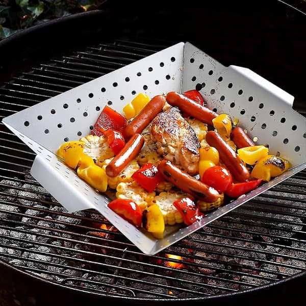 Grillpande i rustfrit stål, grøntsagsgrillpande, grillkurv FLYE1392
