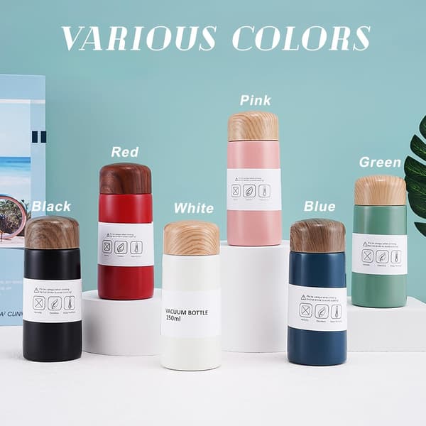 Liten 150 ml termomugg för mjölk, kaffe, te, läckagesäker reseflaska i rostfritt stål White