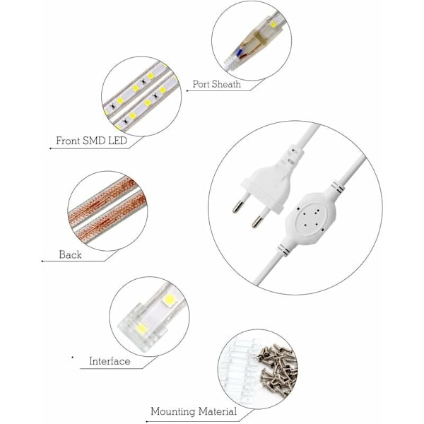 LED-strip, 2M LED-strip, 220V LED-strip, 5050 IP65