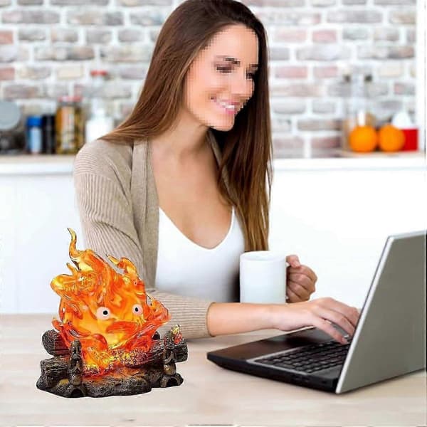 Calcifer Night Light Desk Home Decor Cute Cartoon Candlestick Bedroom Lamp