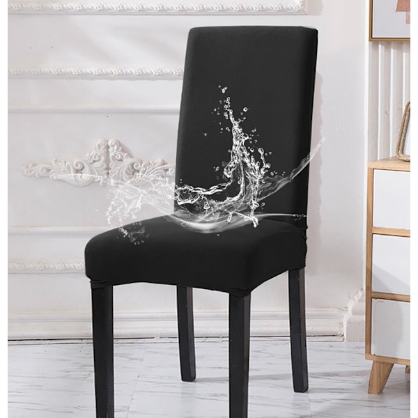 Simplicity Home Sovrumsstolöverdrag Plus Hög Stretch Mjölksilke Vattentätt - Svart, 6 st