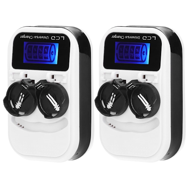 2 st LCD knappcellsbatteriladdare för LIR2016 LIR2025 LIR2032 ML2016 ML2025 ML2032 CR2032 EU-kontakt 100‑240V 0.2