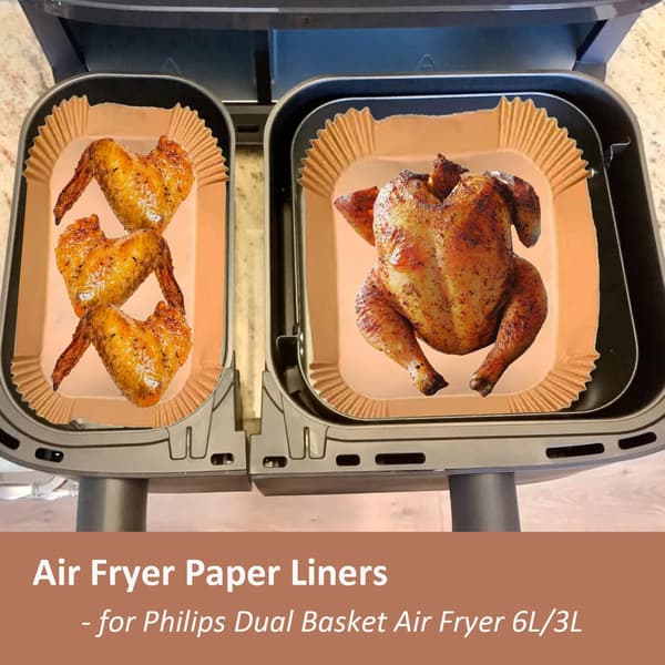 Airfryer bagepapir til Philips Dual Basket 6L 3L 3000-serien