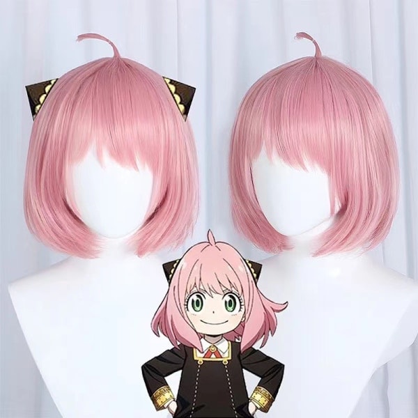 Anime Spy X Family Anya Forger Piger Rosa Cosplay Paryk Hår Tilbehør