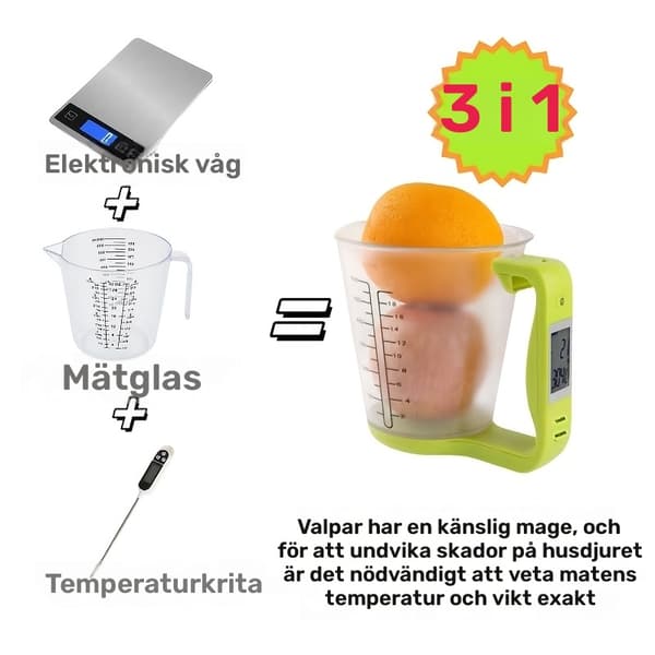 Smart 600 ml målebeger med vekt, termometer og 6-i-1 enhetskonverterer Green