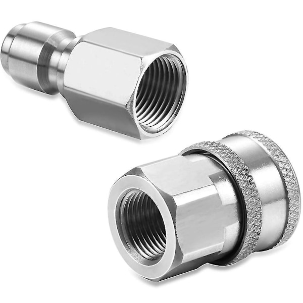 2 Set NPT 3/8 Tum Rostfritt Stål Hane och Hona Snabbkopplingssats Högtryckstvätt Adaptrar (i