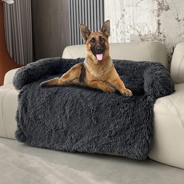 Stor hundematte, myk hundesofa - dyreteppe med glidelås, ideelt for hundebur, nisje, bil 76x76x15cm mørk grå