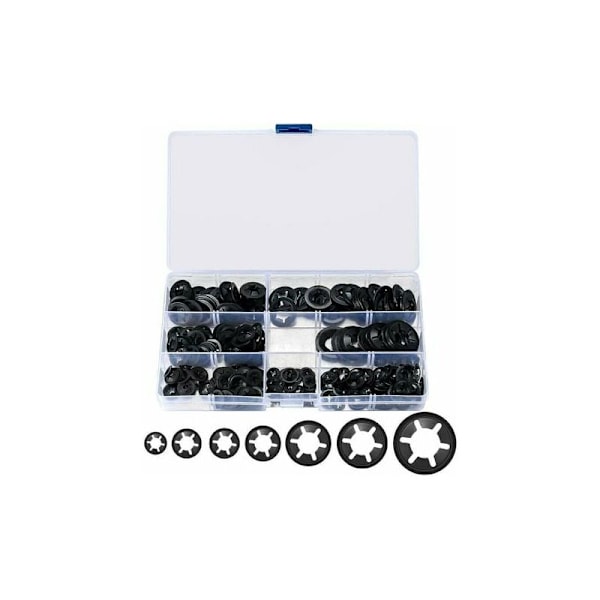 340-pak Starlock skiver, låseskiver, spændeskiver, Quick Push Quick Clamp fastgørelseselementer - M3/M4/M5/M6/M8/M10/M12, sort