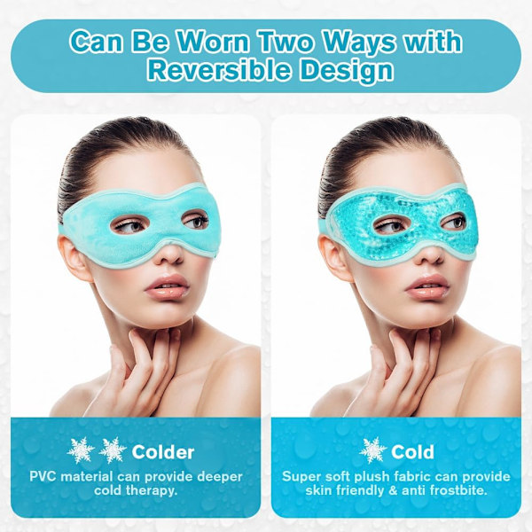 Kylande Gel Ögonmasker 2-pack för Migränlindring & Svullna Ögon [GPA] 2PCS