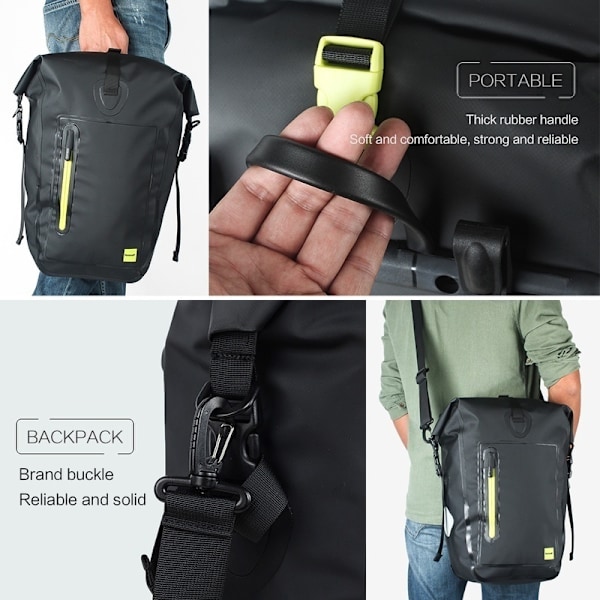 25L Pyörän vedenpitävä laukku Takalaukku Pyöräilytarvikkeet black/green