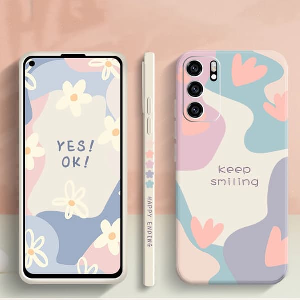 Firkantet blomsterdesign silikonecover til Samsung Galaxy S & A Series modeller S22 Plus 4
