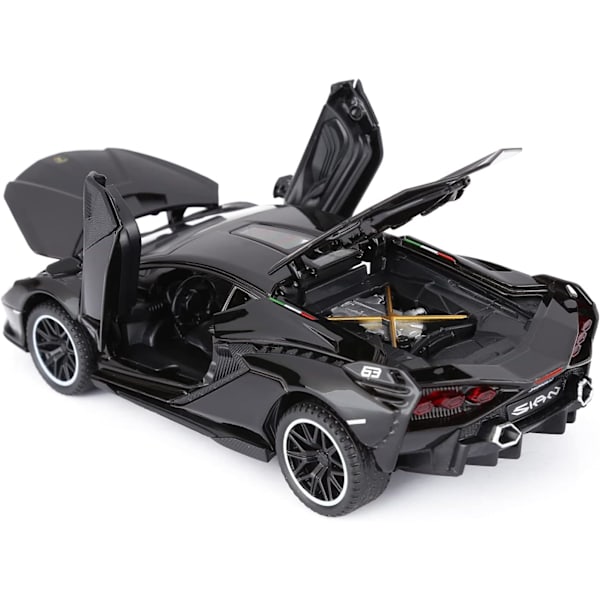 Lekebil Lambo Sian FKP37 Metallmodellbil med lys og lyd Bak Lekebil for gutter 3+ (Svart)