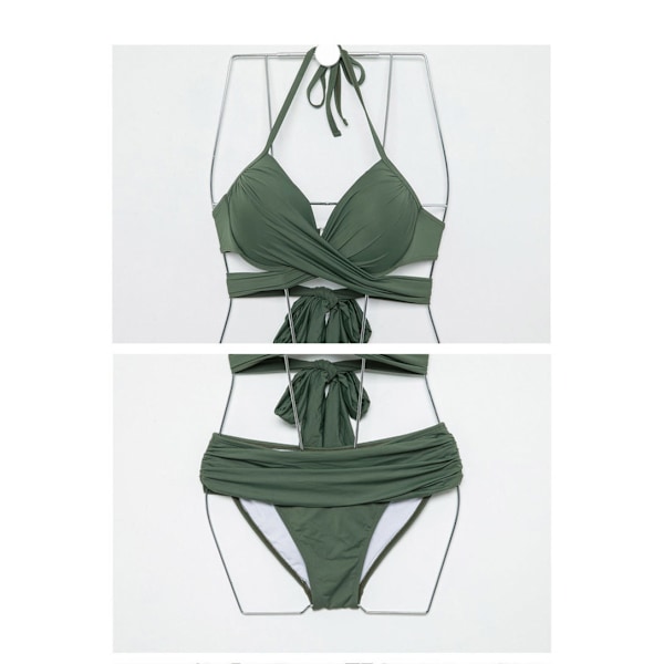 Bikini med kryssende stropper (grønn S, 70-75), samlende sexy