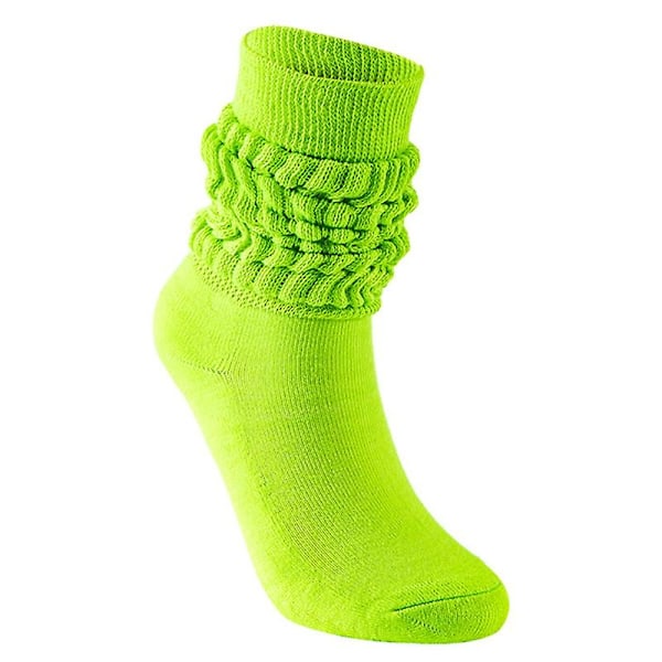 Dam & Herr Flerfärgade Slouch Stövlar Strumpor Casual Extra Långa Lösa Staplade Chunky Scrunch Knähöga Strumpor Ruchade Bubble Benvärmare Fluorescent green