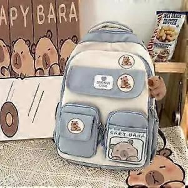 Skolväska Brun 2024 Capybara Ridge Stor Ryggsäck För Pojkar Och Flickor, Märkeskort Blue Backpack