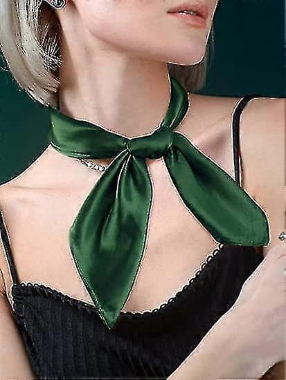 Dammode Myk Stor Sateng Firkantet Chiffong Polyester Skjerfsett Hode Hals Multifunksjonell Ensfarget Tilgjengelig-lingling Green
