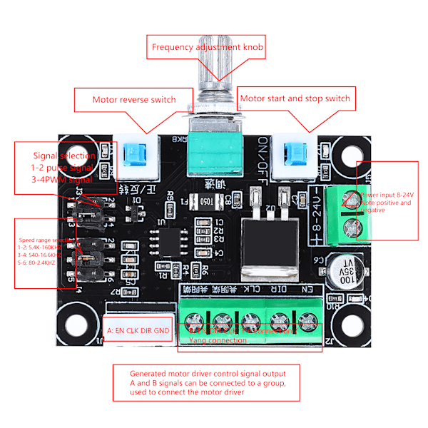 MKS OSC Steppermotor Driver Kontroller - Puls PWM Hastighetskontroll (Høy/Middels/Lav Frekvenssignal) - 1 Stykke 0.15
