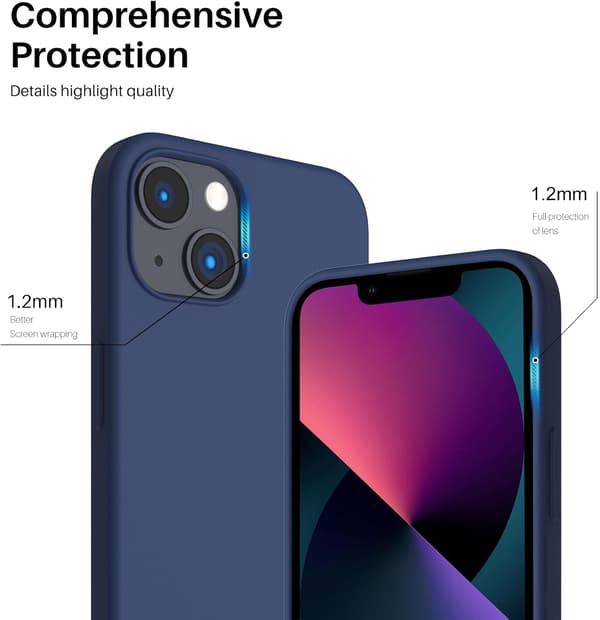 Ultratynt heldekkende deksel til iPhone 13 - Flytende silikon støtsikker beskyttelse Navy blue