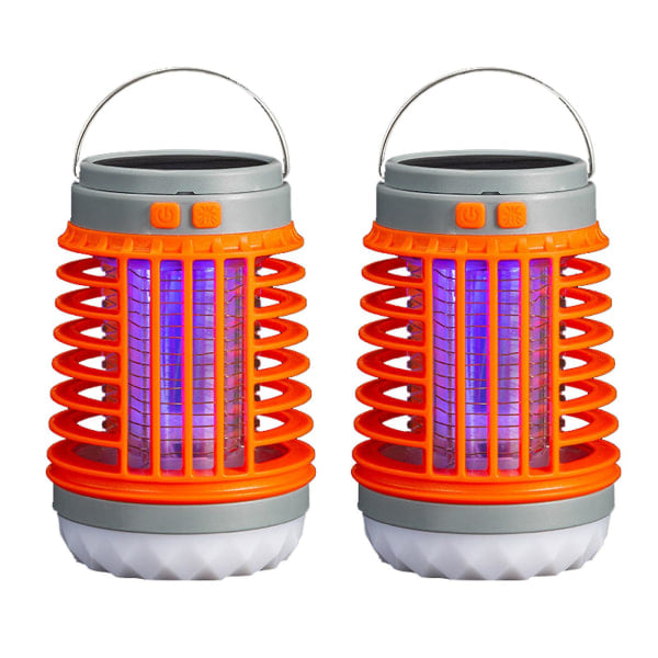 2 st Solcellsmygglampa USB Vattentät Insektsflugljusfälla FicklampaA A