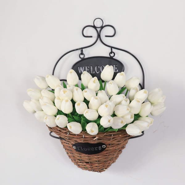 10 hvite kunstige tulipanblomster for hjemme- og bryllupsdekorasjon white