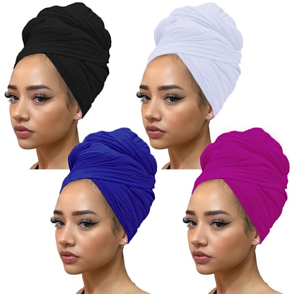 4 stycken stretch turban huvuddukar jersey hijab halsdukar 4PCS 6