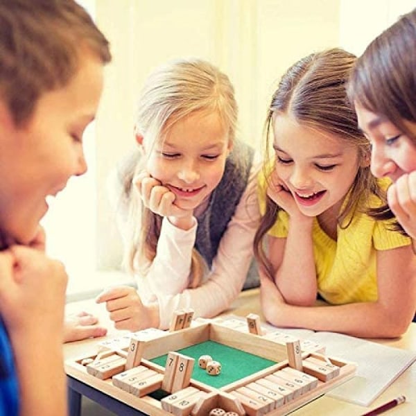 Träbrädespel, 4 spelare Stäng lådan Tärningsspel Matematik