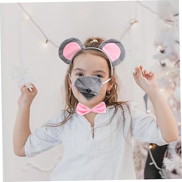 1 Set Råttkostym Huvudbonad Djuröron Hårband Öron Hårband Musöron Hårring Fest Dekorativt Hårband Mus Cosplay Hårband Kvinnor Huvudbonad