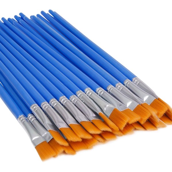 30 Malerkoster, Små Bulk-koster, for Detaljmaling, for Miniatyrdetaljmaling, Blå Flat Paint Brushes