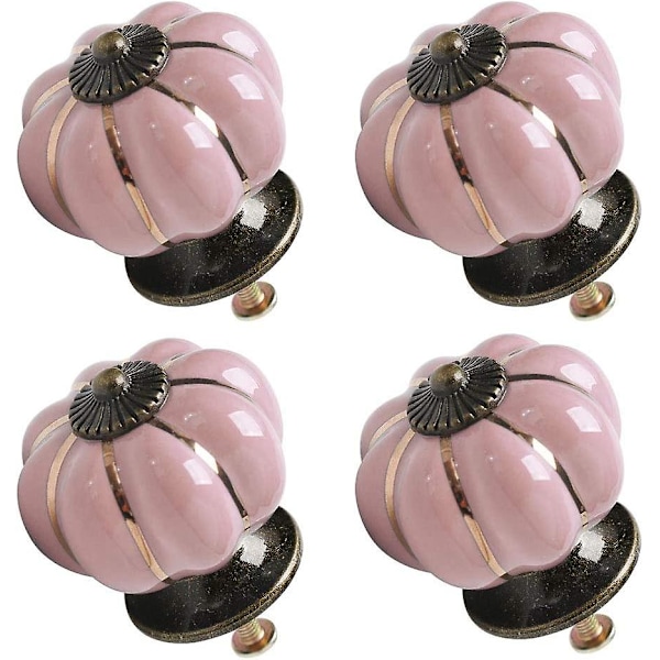 4 st Keramiska Knoppar Vintage Knopp Låda Pumpaformad Draghandtag Möbeldörr Skåp Garderob Byrå Dekorativ Rosa