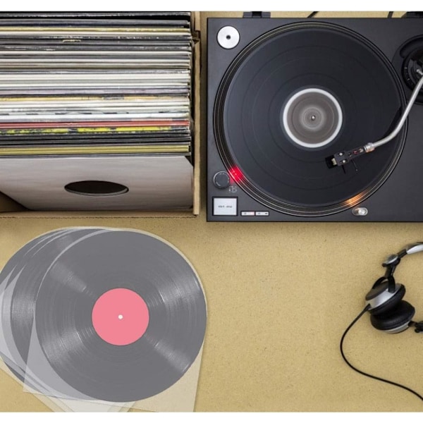 100 kpl Levypussi 12\" LP Vinyyli Sisäkansi Läpikuultava Antistaattinen Yksittäiskansi Pyöreä Levyalbumikansi