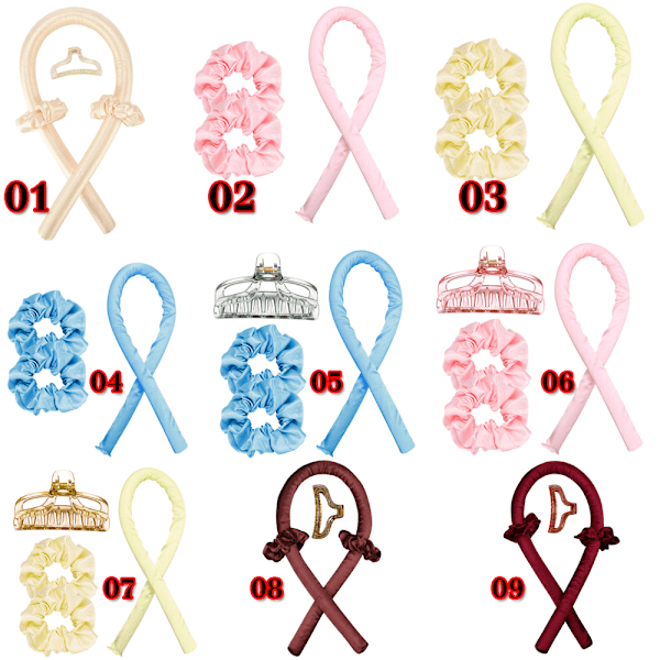 Värmefria Locktångsband Pannband Lazy Curler Set 07 7