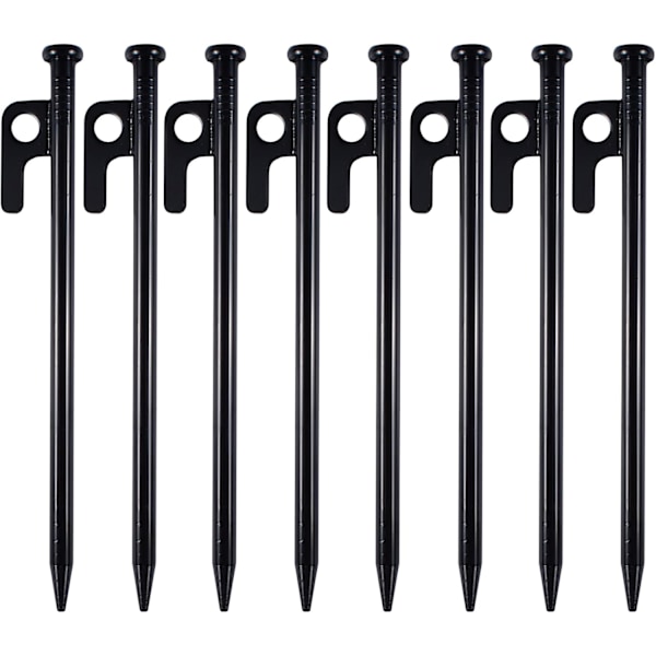 8 stk tunge teltplugger, teltplugger, metallplugger, 20 cm høykvalitets smidde jerncampingteltplugger med krok og hull for camping, camping ca