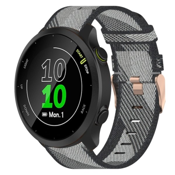For Garmin Forerunner 55 20mm Nylon Vevd Klokkereim Grey