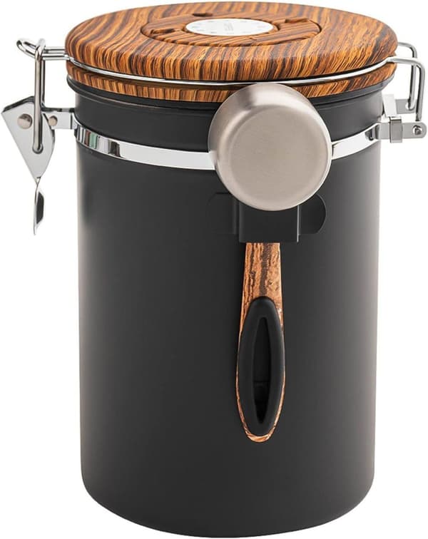 1500/1800ml Kaffebeholder Rustfritt Stål Lufttett Oppbevaringsboks Matlagring med Skje