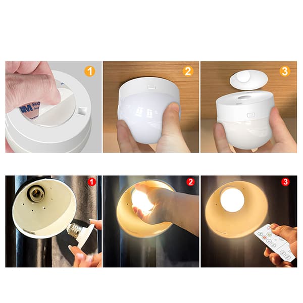 Rechargeable LED Bulb with 3 Color Temperatures and Remote Control Magnetic 129