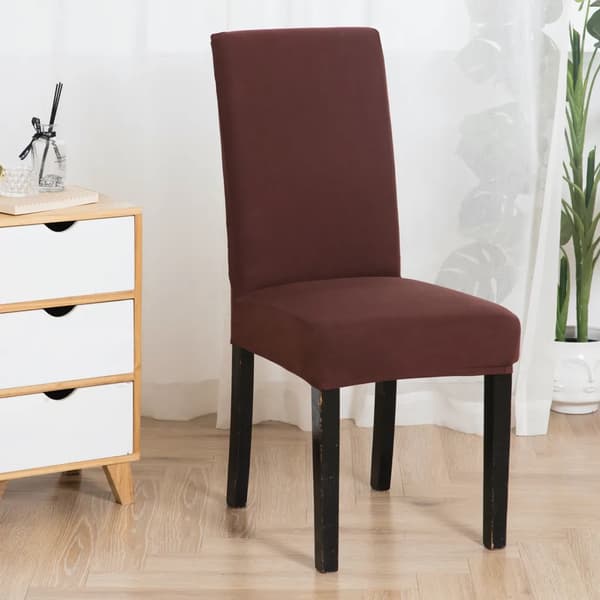 6-pak vaskbare strækstolebetræk - elastiske slipcovers til spisestole[GPA] Brun