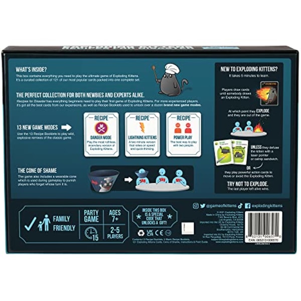 Exploding Kittens Recipes for Disaster Deluxe Spillsett fra Exploding Kittens - Kortspill for Voksne Tenåringer & Barn blue