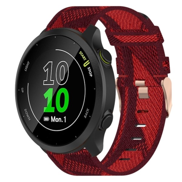 Nylonpunottu 20 mm kellon ranneke Garmin Forerunner 55 -kelloon Red