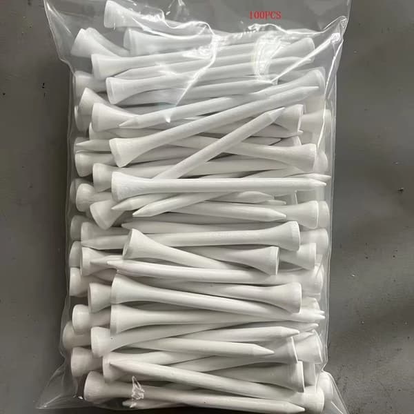 100 stk. hvite golfpegger i tre 3-1/8\" – Slitesterke og glatte for bedre spill